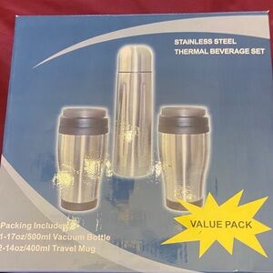 Stainless Steel Thermal Beverage Set - Silver    NWOT